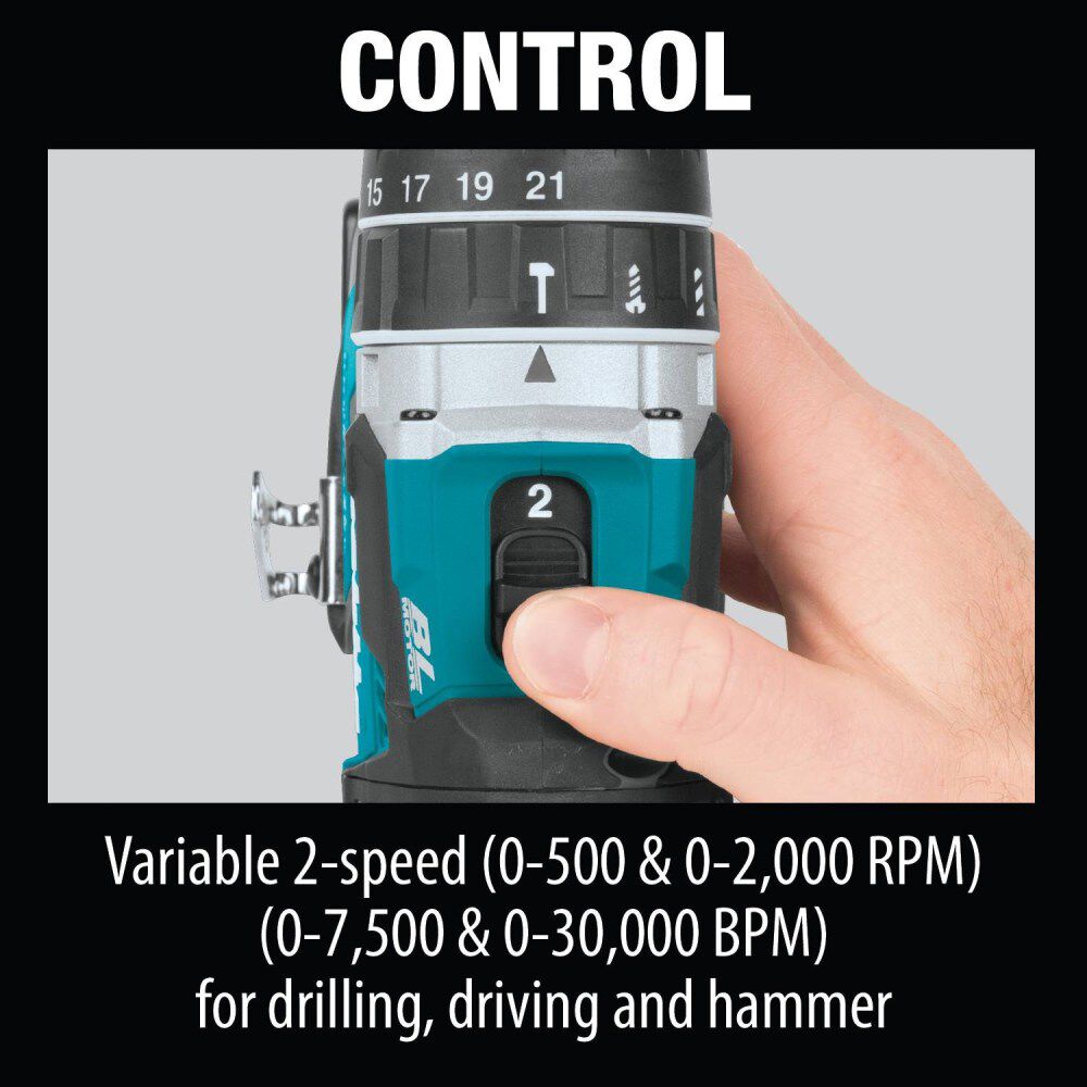 Makita 18V LXT Hammer Drill 1/2in Brushless (Bare Tool), large image number 3