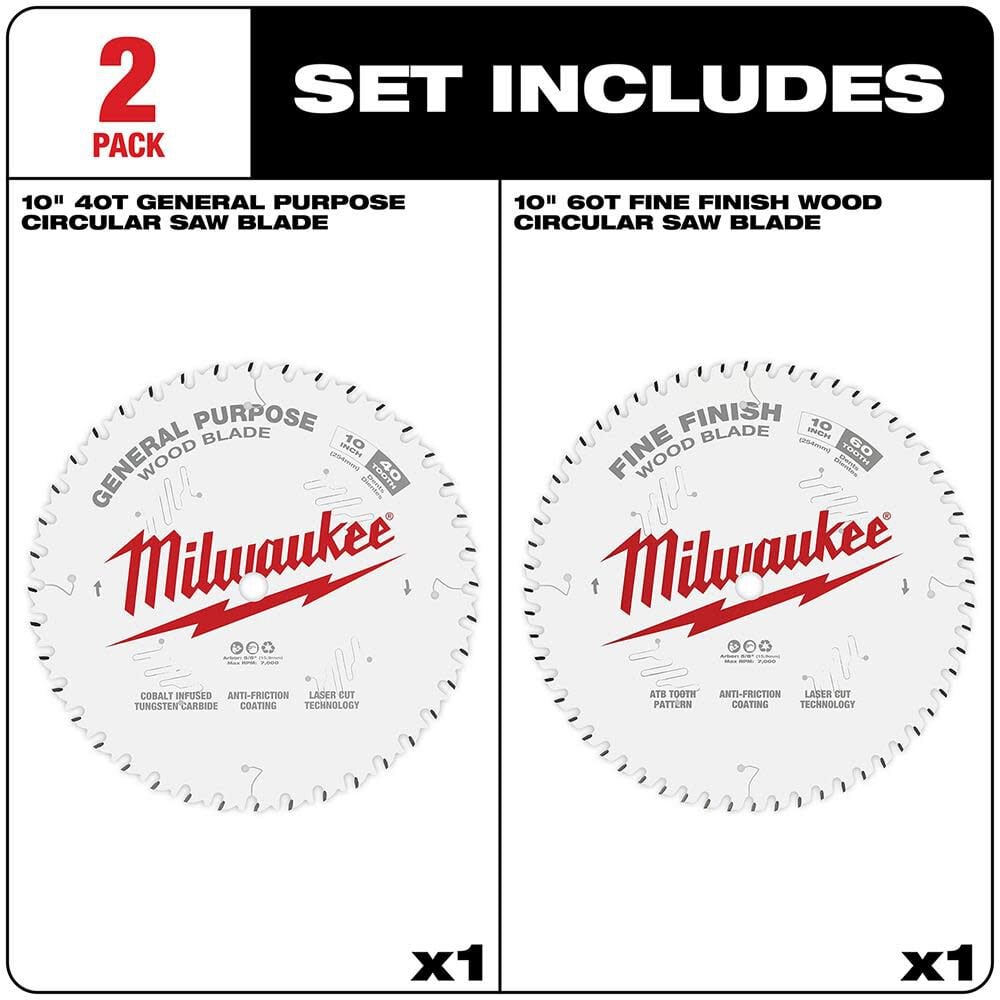 Milwaukee 10 in. 40T + 60T Two Pack Circular Saw Blades, large image number 3