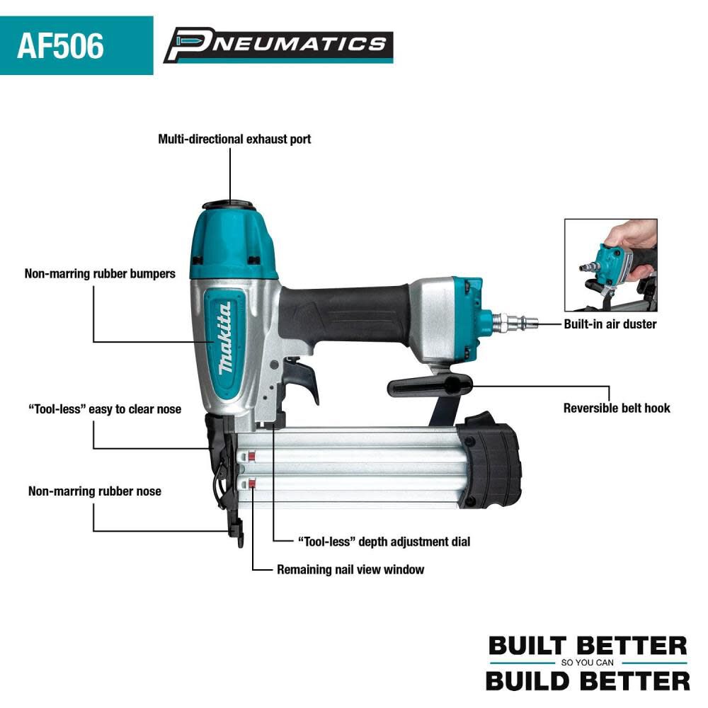 Makita 1 Gallon Compact Air Compressor 18 Gauge Brad Nailer Combo Kit MAC100QK1 Acme Tools