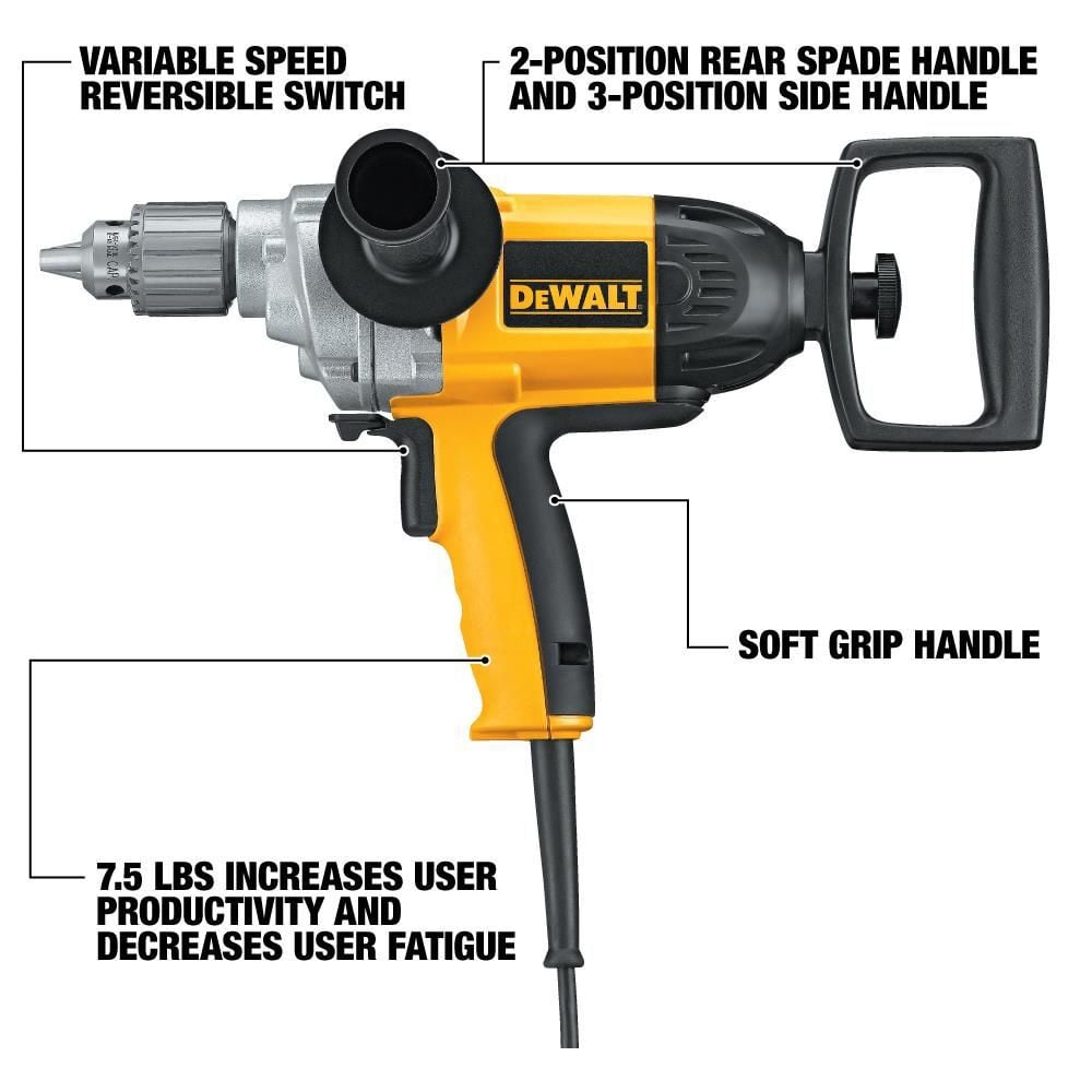DEWALT HEAVY-DUTY 1/2in SPADE HANDLE DRILL (DW130V), large image number 3