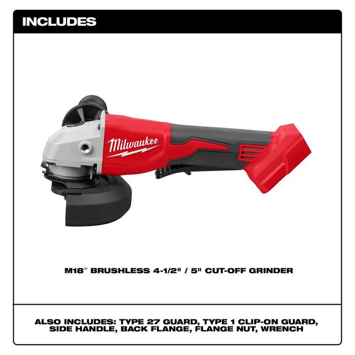 Milwaukee M18 Brushless 4-1/2 Inch / 5 Inch Cut-Off Grinder, Paddle Switch (Bare Tool), large image number 2