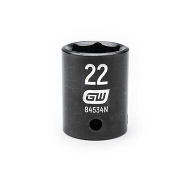 GEARWRENCH 1/2in Drive 6 Point Standard Impact Metric Socket 22mm
