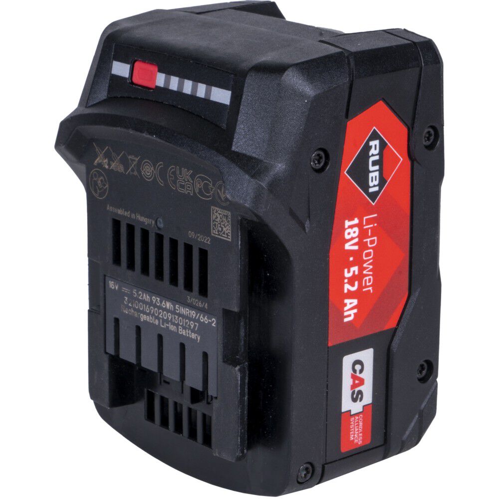 Rubi Tools Promotional RUBIMIX E-10 CAS 18V 5.2Ah Power Tool Battery Pack with Fuel Indicator, large image number 1