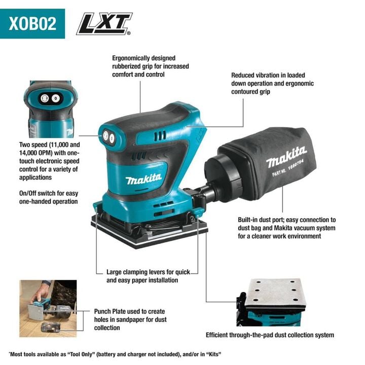 Makita 18V LXT Cordless 1/4 Sheet Finishing Sander (Bare Tool), large image number 8