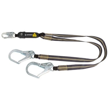 Safewaze Arc Flash 6 Ft. Energy Absorbing Lanyard: Aramid, Dual Leg, Rebar Hooks