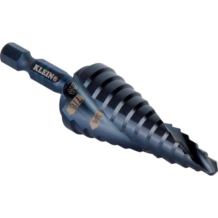 Klein Tools 7/8in to 1-1/8in Quick Release Sprial Flute Step Drill Bit, large image number 12