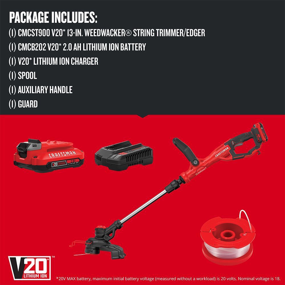 CRAFTSMAN V20* WEEDWACKER 13 Inch Cordless String Trimmer and Edger Kit, large image number 4