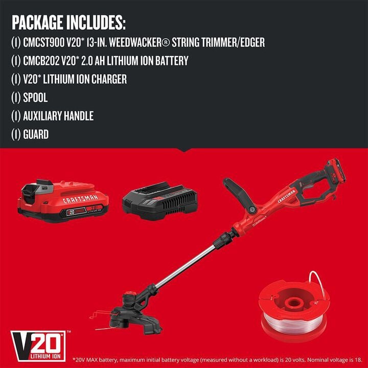 CRAFTSMAN V20* WEEDWACKER 13 Inch Cordless String Trimmer and Edger Kit, large image number 3