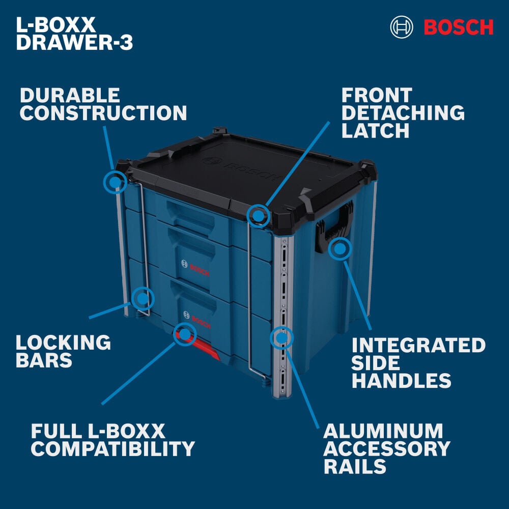 Bosch L-Boxx Contractor 3 Drawer Tool Box, large image number 2