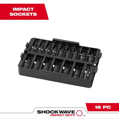 Milwaukee SHOCKWAVE Impact Duty Socket 1/2 Dr 16pc Tray Only