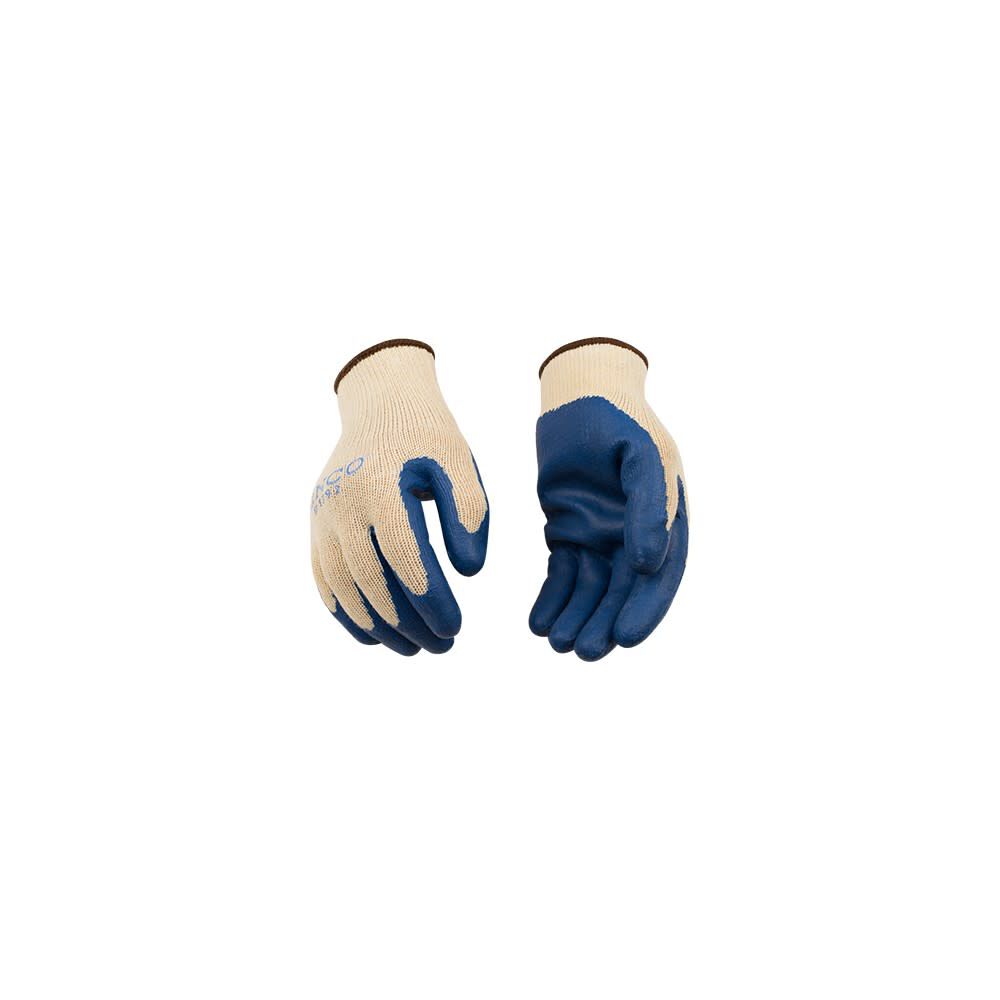 Kinco White/Blue Poly-Cotton Knit & Latex Palm Glove, large image number 1