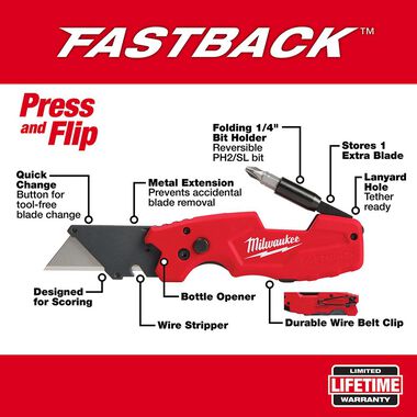 Milwaukee FASTBACK 6IN1 Folding Utility Knife, large image number 1