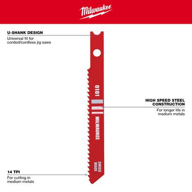 Milwaukee 2-3/4 in. 14 TPI High Speed Steel Jig Saw Blade 5PK, large image number 3