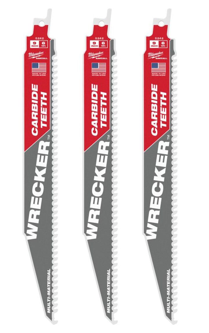 Milwaukee 9inch 6 TPI THE WRECKER with Carbide Teeth SAWZALL Blade 3PK, large image number 14