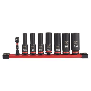Milwaukee Impact Socket 3/8in Drive SAE Deep 6 Point 8pc