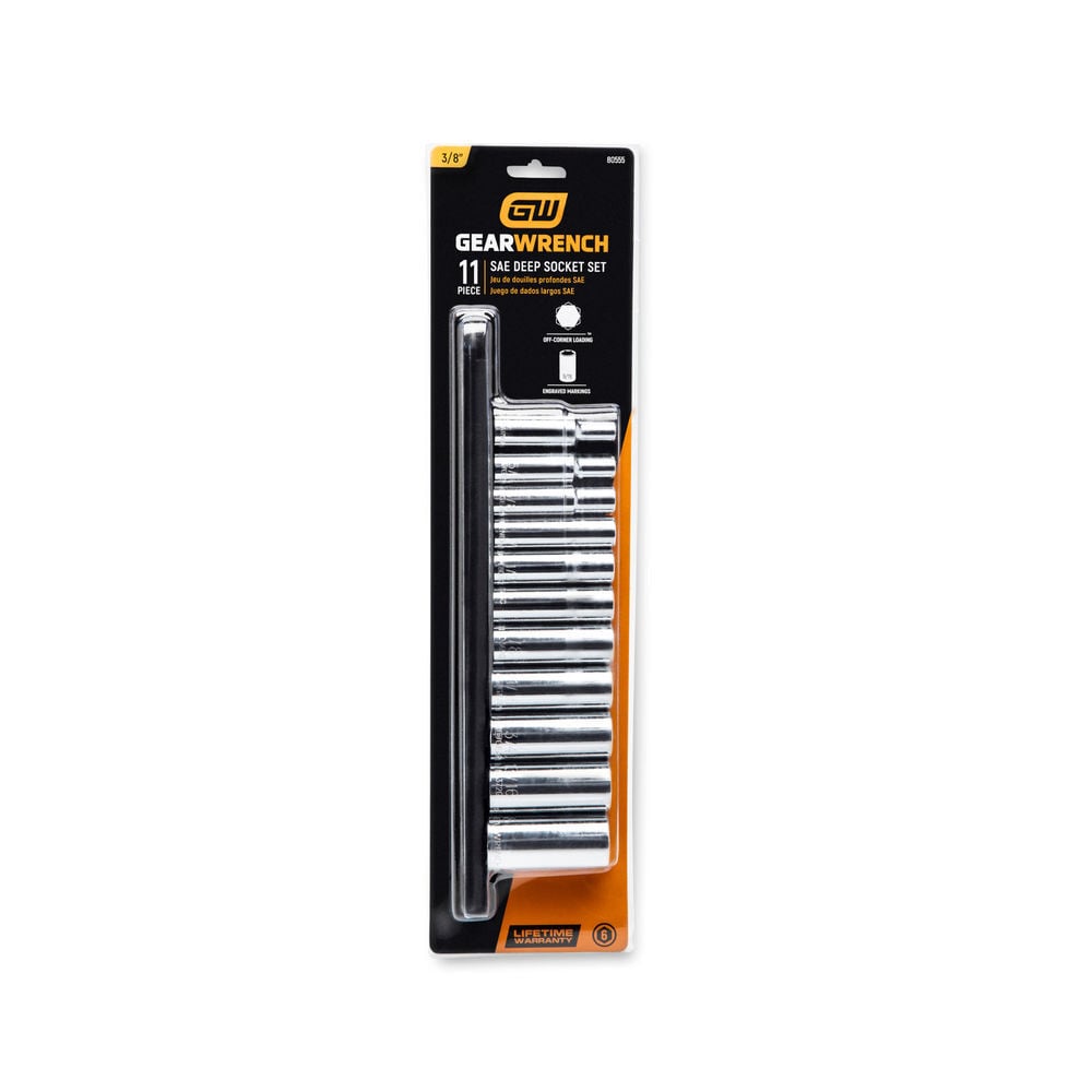 GEARWRENCH 3/8in Drive 6 Point Deep SAE Socket Set 11pc, large image number 6