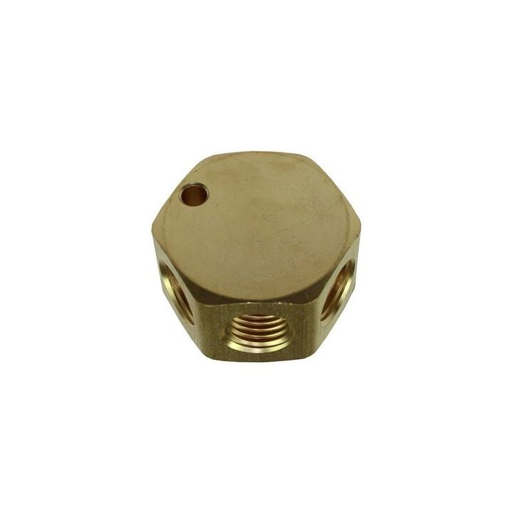 Coilhose 3 Port Flat Hex Manifold, 3/8in Inlet x 3/8in Outlet