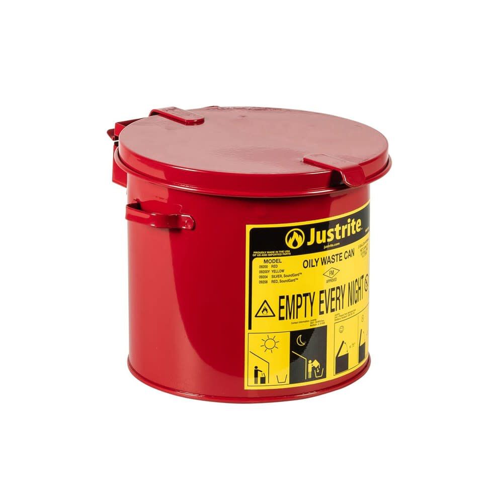 Justrite 2 Gallon Red Steel Countertop Oily Waste Can for Small Wipes, large image number 1