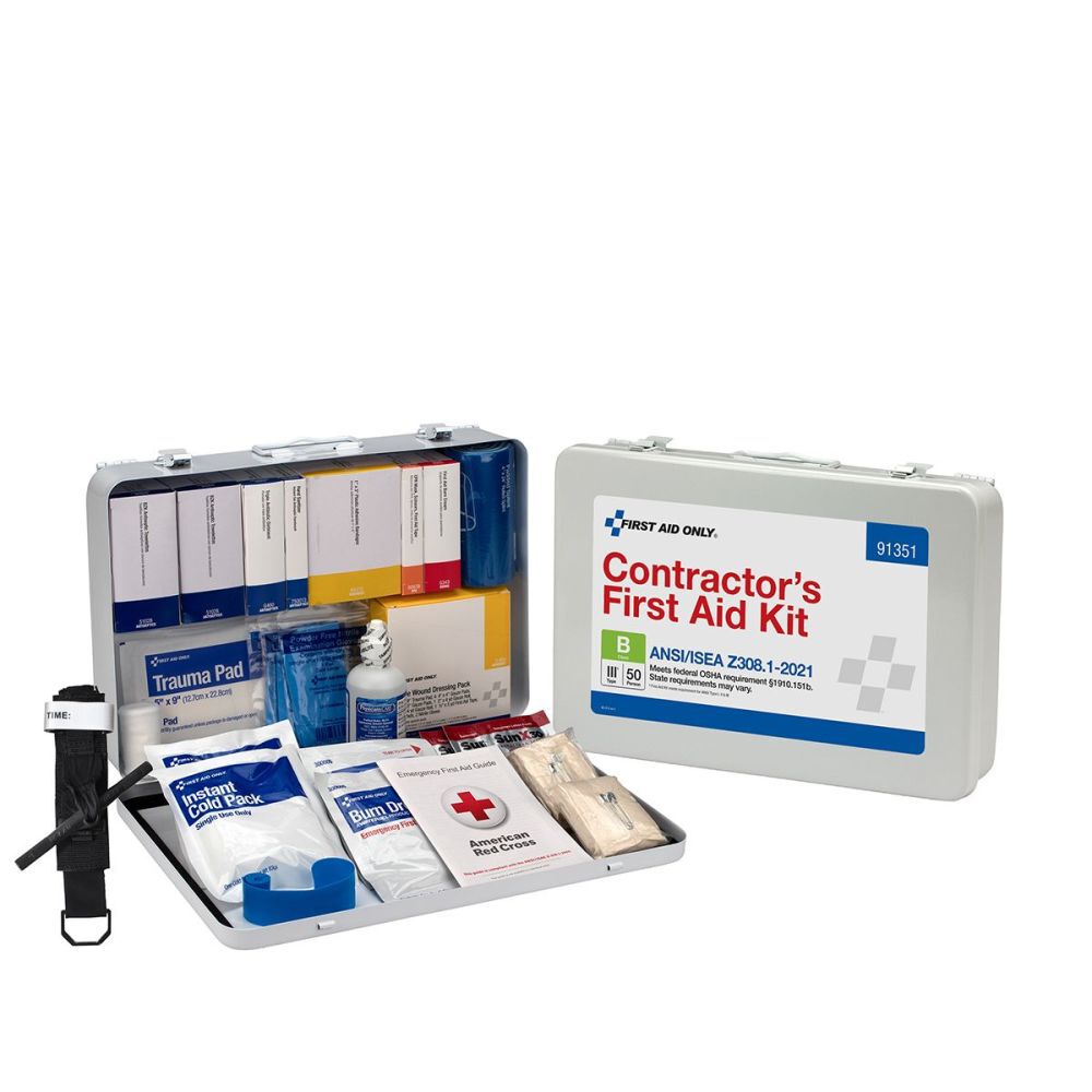 First Aid Only First Aid Kit 50 Person Contractor Metal Portable 91351 -  Acme Tools