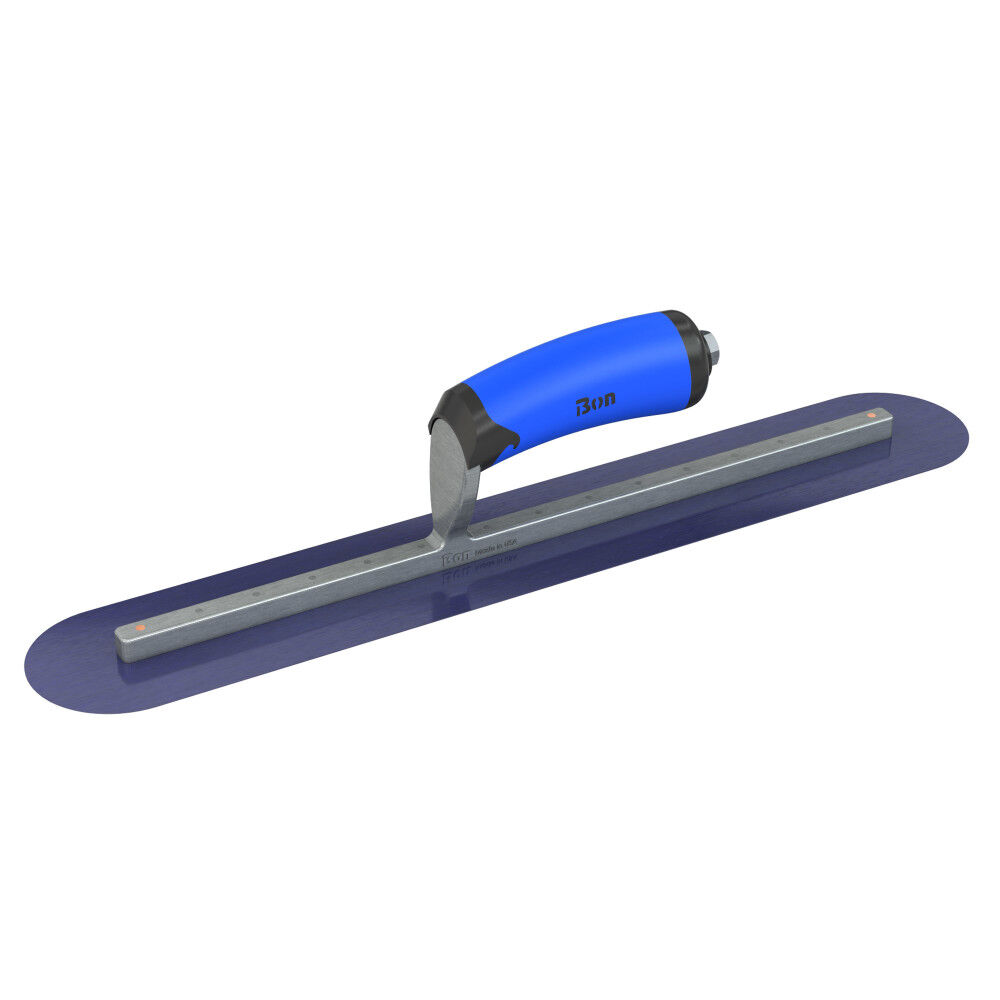 Bon Tool Finish Trowel Round Blue Steel 18 Inch x 3 Inch with Comfort Grip Handle, large image number 1