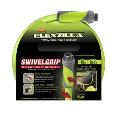 Flexzilla SwivelGrip Garden Lead-in Hose, 5/8 Inch x 10 Feet, 3/4 Inch - 11 1/2 GHT Fittings, ZillaGreen, large image number 13
