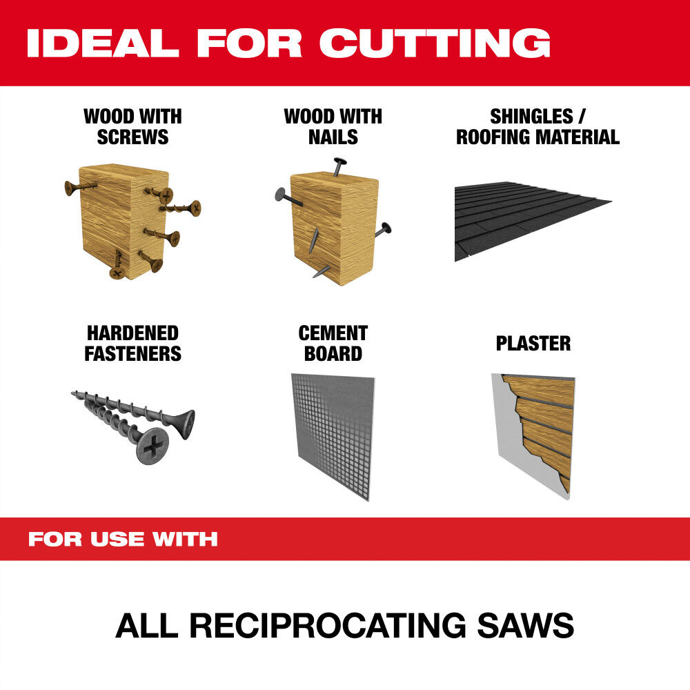 Milwaukee 9 Inch 5 TPI AX with NITRUS Carbide Teeth SAWZALL Blade for Wood with Nails 5 Pieces, large image number 2