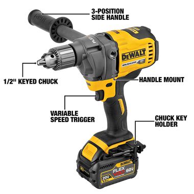 DEWALT 60V MAX Mixer/Drill with E Clutch System (Bare Tool), large image number 3