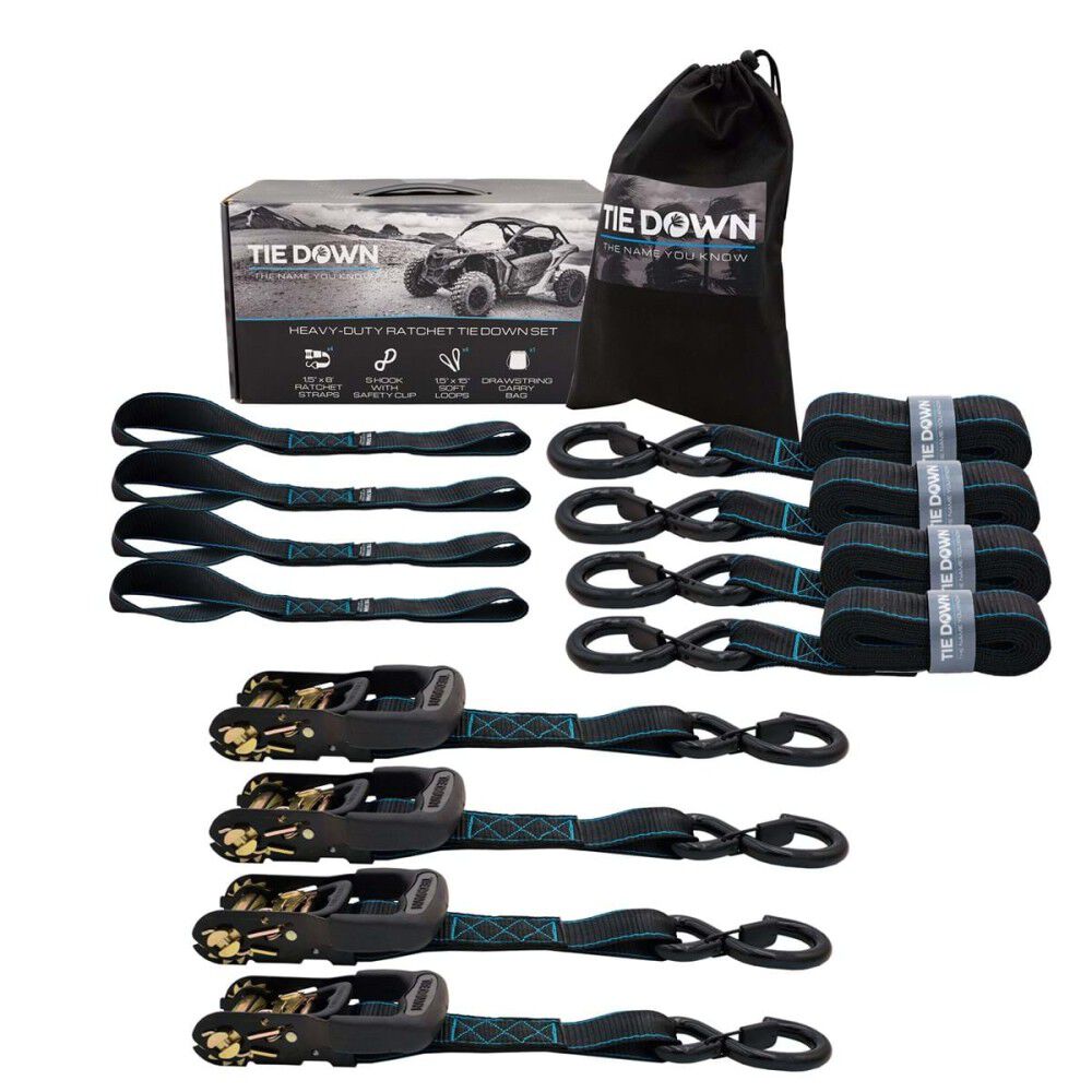 Tie Down 1.5 Inch x 8 Ft 5208 Lbs Black Ratchet Strap, large image number 1