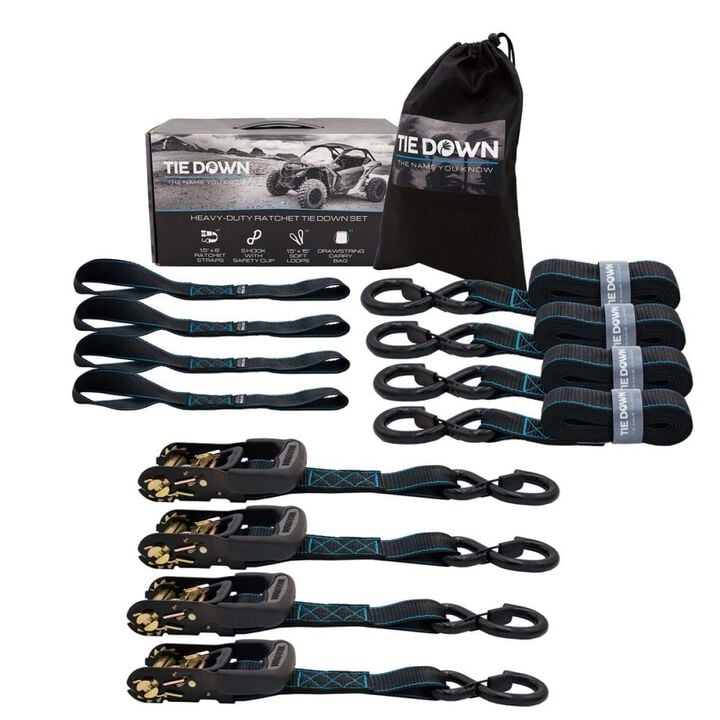 Tie Down 1.5 Inch x 8 Ft 5208 Lbs Black Ratchet Strap