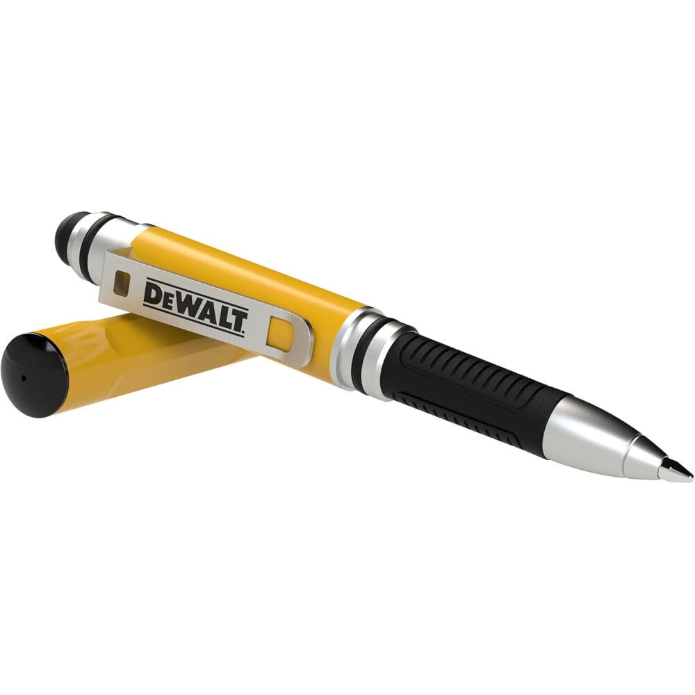 DEWALT Yellow/Black Premium 3-in-1 Stylus Pocket Pen with DEWALT Yellow/Black Premium 3-in-1 Stylus Pocket Pen with