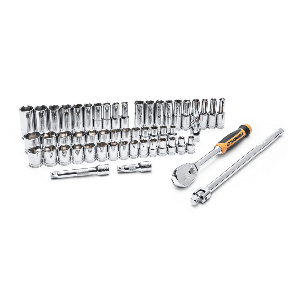 GEARWRENCH 1/2 Inch Drive 90-Tooth 6-Point Standard and Deep SAE/Metric Mechanics Tool Set 53 Piece, large image number 3