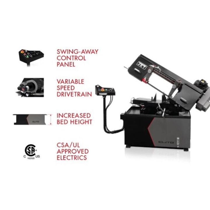 JET 10in x 18in Semi-Auto Variable Speed Dual Horizontal Mitering Saw, large image number 1