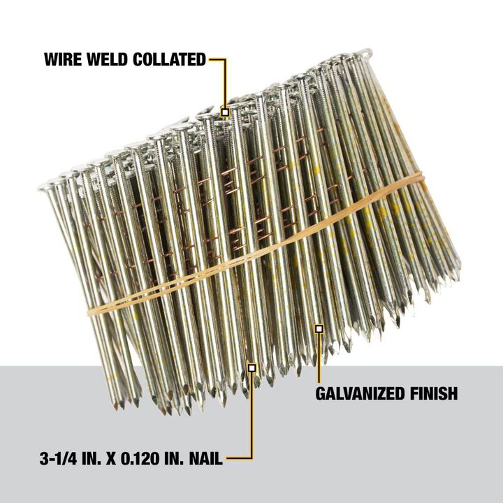 DEWALT 3 1/4 x .120 in Galvanized Metal Coil Nails 2700qty, large image number 1