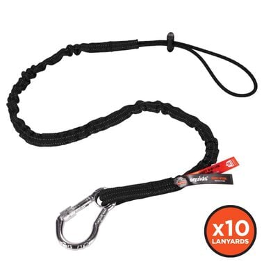 Ergodyne Single Carabiner Tool Lanyard, Black 10pk