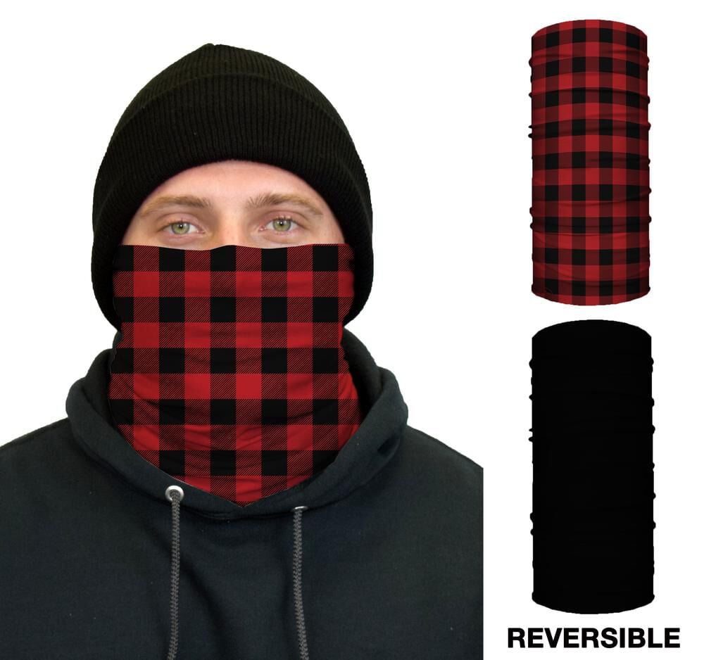 John Boy Thermal Face Guard Reversible Red Plaid and Black Pattern – TH-REDPLAID