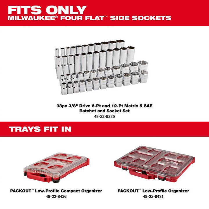 Milwaukee Storage Trays for 98 Piece 3/8 Inch Drive 6-Point and 12-Point Metric and SAE Ratchet and Socket Set, large image number 2