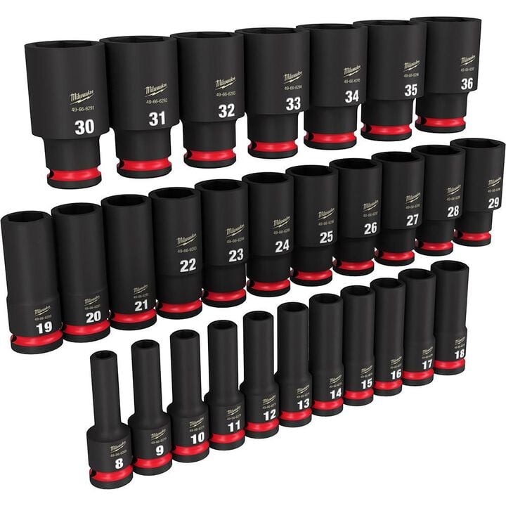 Milwaukee Impact Socket 1/2in Drive Metric Deep 6 Point 29pc, large image number 3