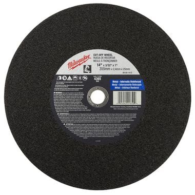 Milwaukee 14 in. x 3/32 in. x 1 in. Cut-Off Wheel (Type 1), large image number 6