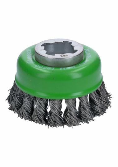 Bosch 3 Inch Wheel Dia. X-LOCK Arbor Stainless Steel Knotted Wire Single Row Cup Brush