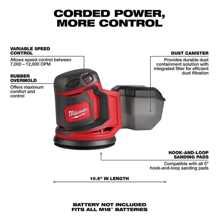Milwaukee M18 Drill Driver, Impact Driver, Random Orbit Sander 3pc Combo Kit, large image number 4