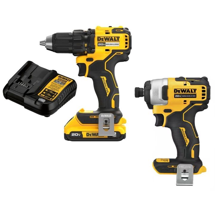 DEWALT 20V Max Drill Driver Kit and Atomic Impact Driver (Bare Tool) Bundle