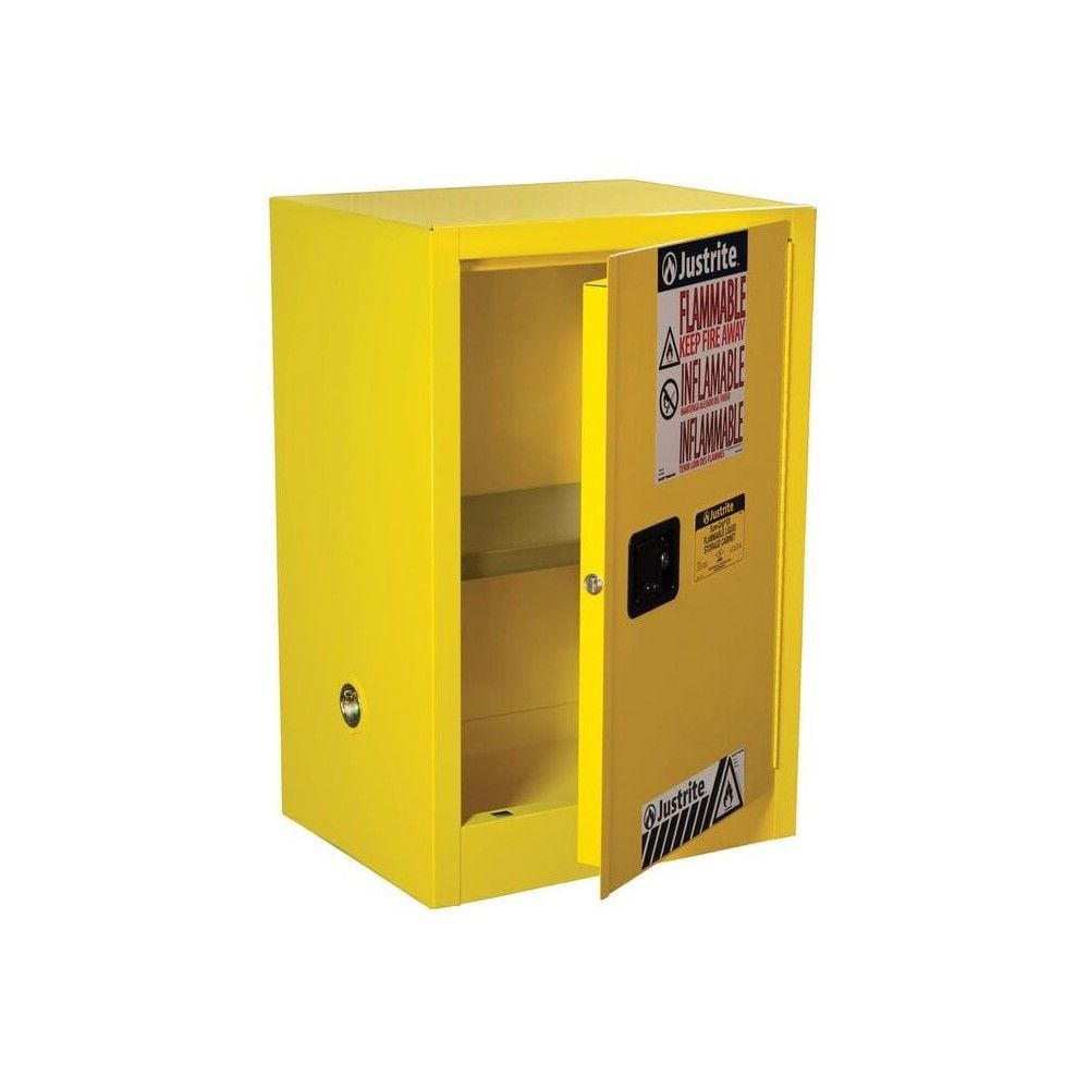 Justrite 12 Gallon Yellow Steel Manual Close Flammable Cabinet, large image number 6