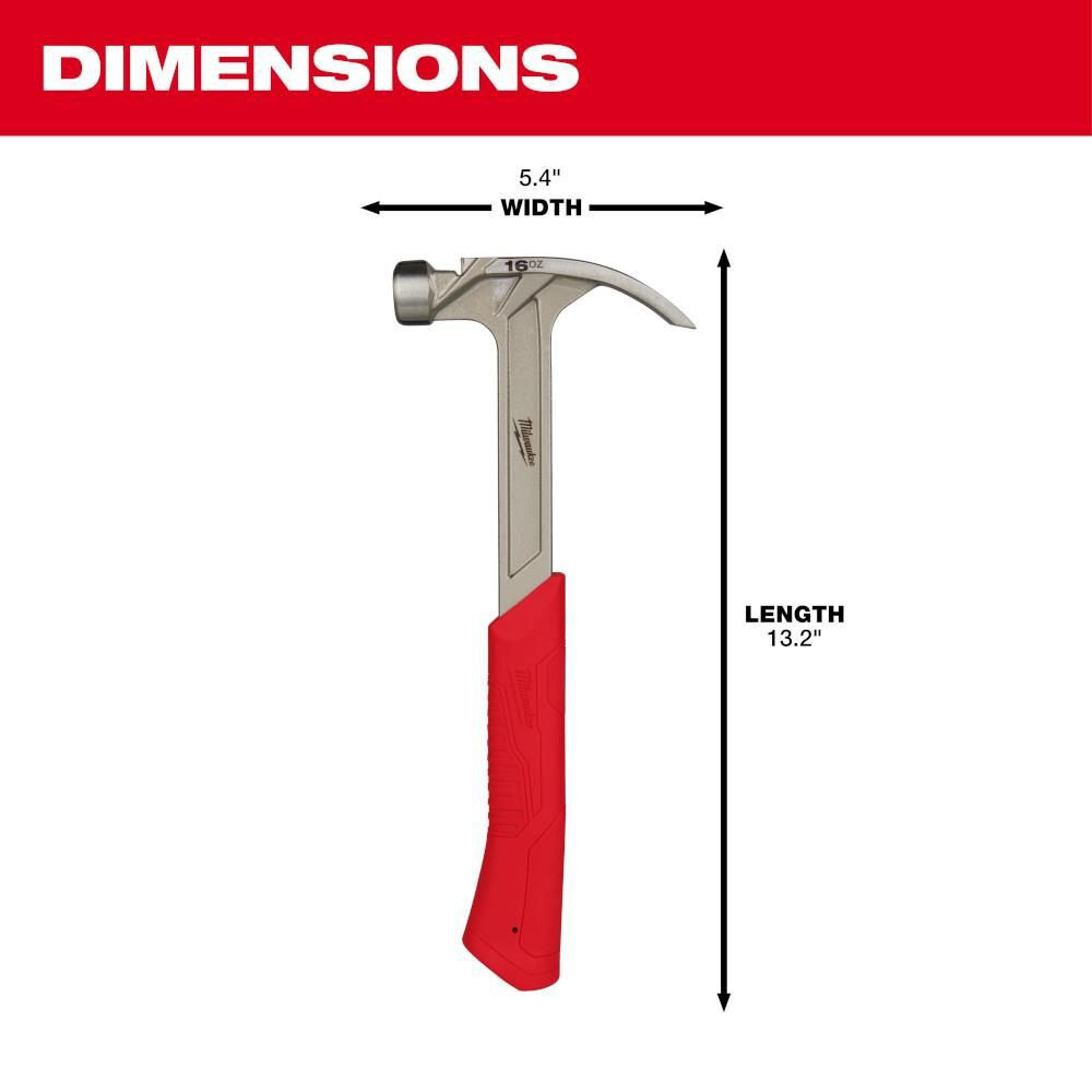 Milwaukee 16oz Smooth Face Hybrid Claw Hammer, large image number 3
