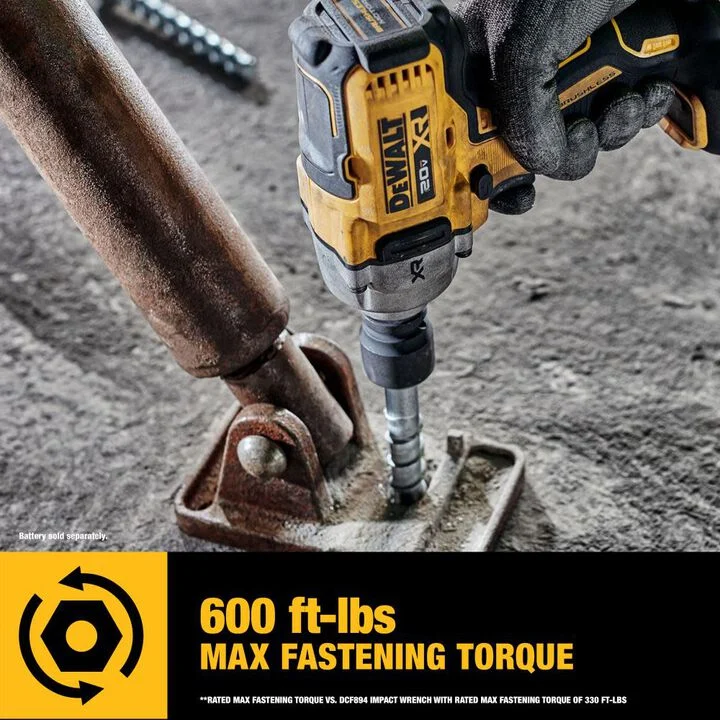 DEWALT 20V MAX XR 1/2in Mid Range Impact Wrench with Hog Ring Anvil & Oil Resistant Batteries Kit, large image number 10