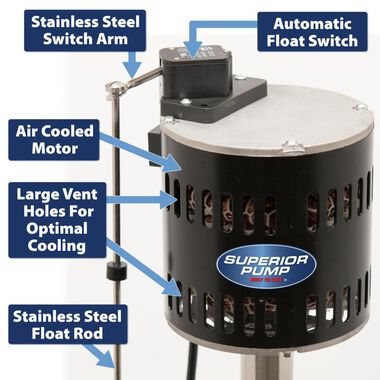 Superior Pump 1/2 HP Stainless Steel and Cast Iron Pedestal Sump Pump, large image number 2