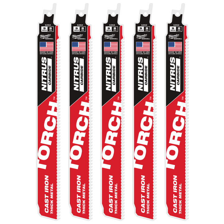 Milwaukee 9inch 7TPI The TORCH for Cast Iron with NITRUS CARBIDE 5PK