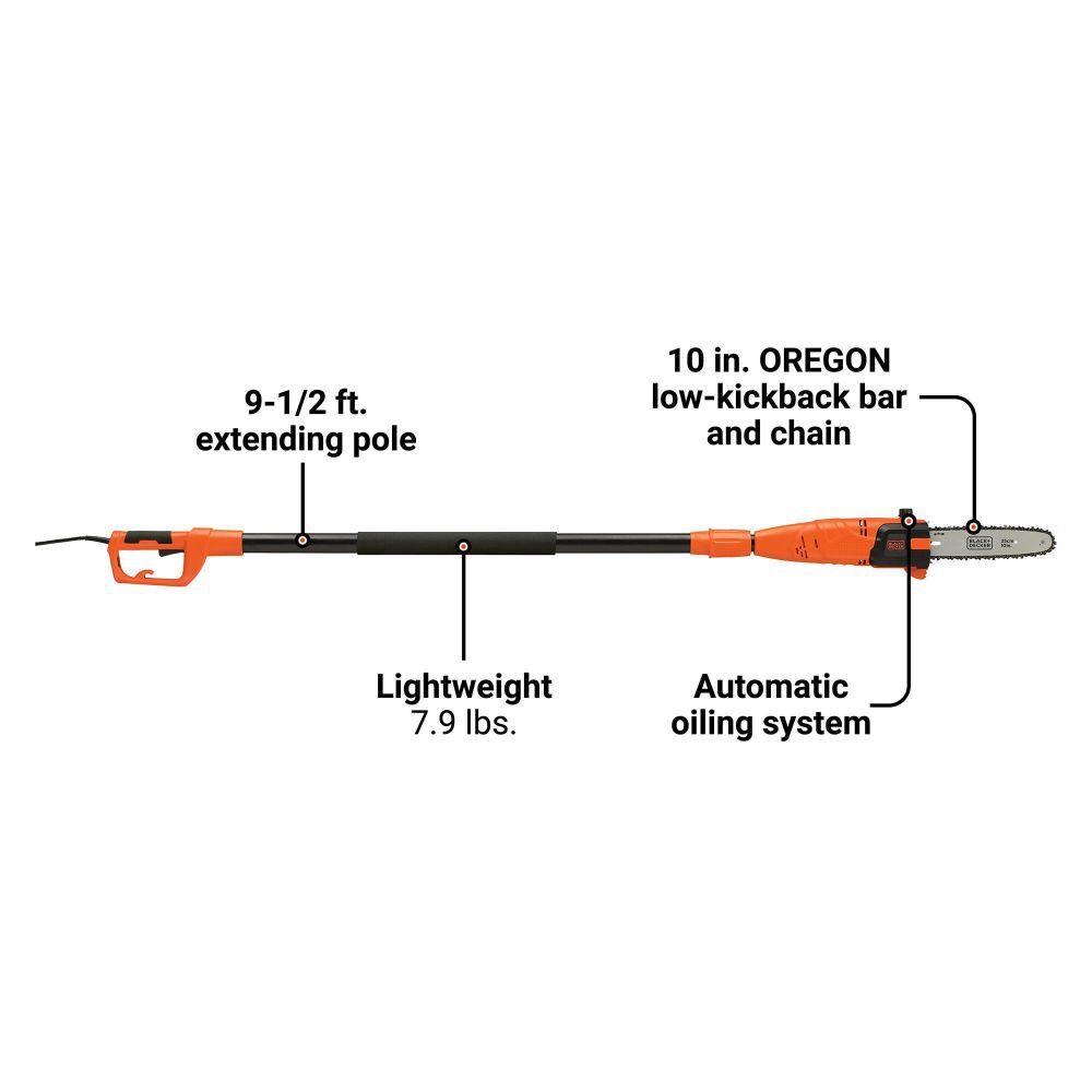Black and Decker 9-1/2 Ft 6.5 Amp Corded Pole Saw, large image number 2