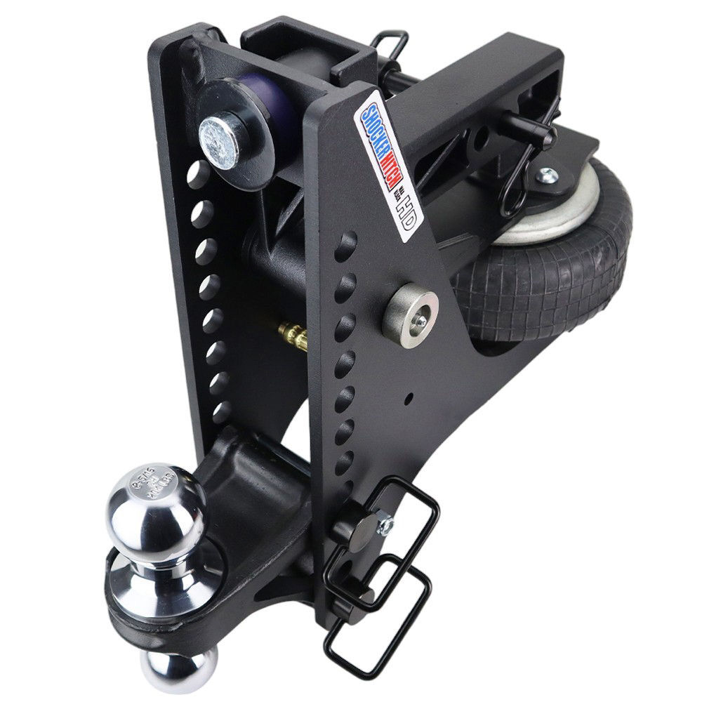 Shocker Hitch HD 20K Max Black Super Drop 2 Inch Receiver Hitch & Chrome Combo Ball Mount with 2 Inch & 2 5/16 Inch Hitch Balls, large image number 1