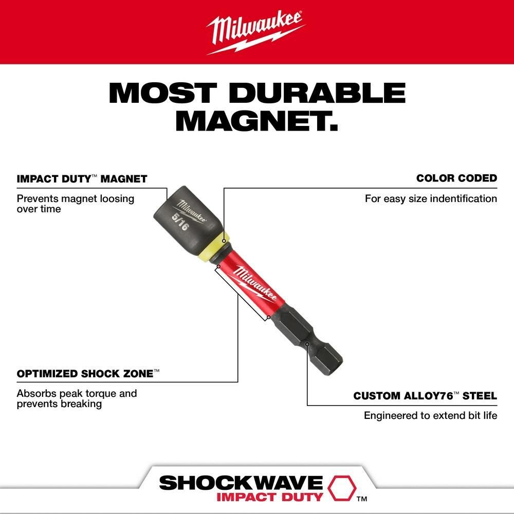 Milwaukee SHOCKWAVE Impact Duty 2 9/16 Magnetic Nut Driver Set 4pc, large image number 4