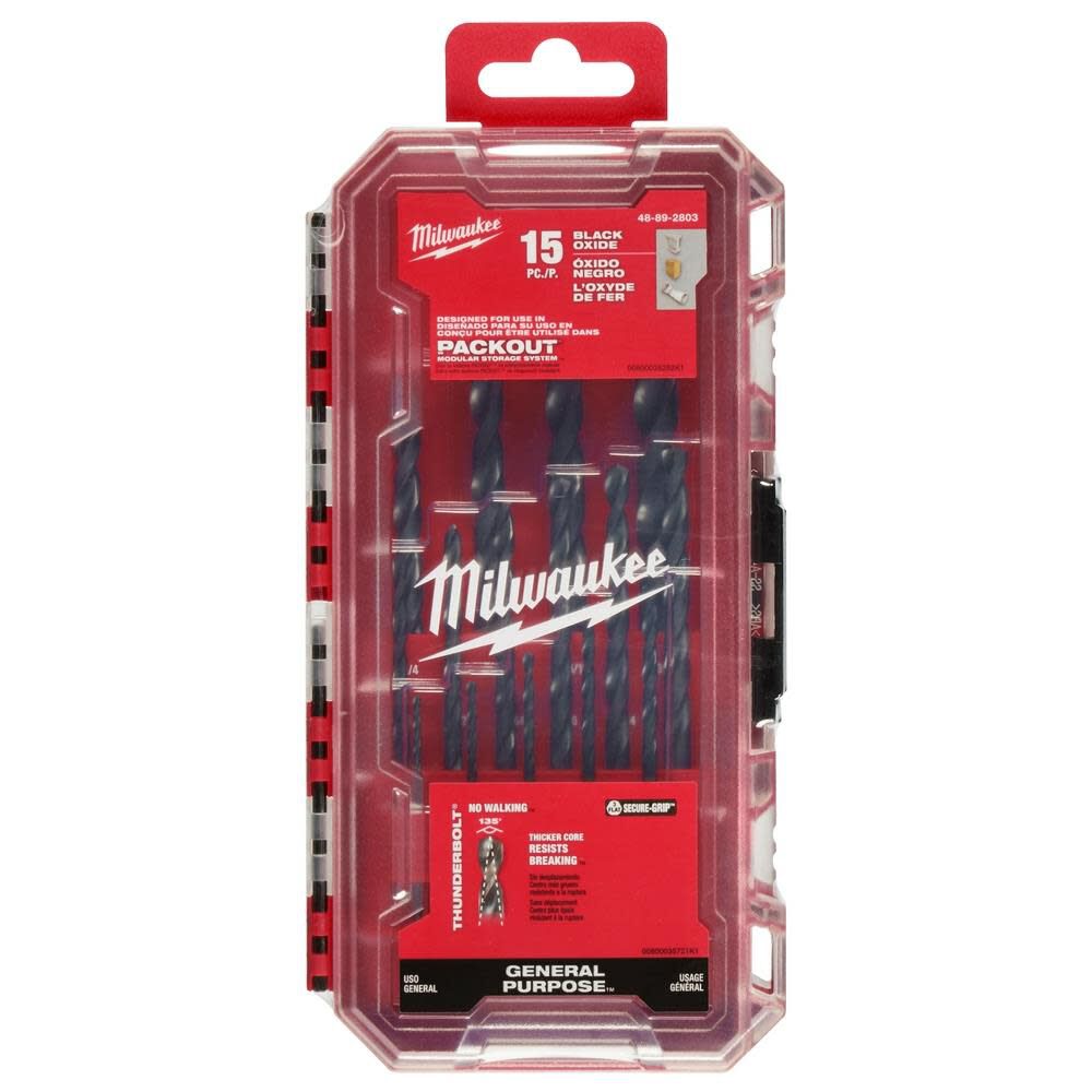 Milwaukee 15pc Thunderbolt Black Oxide Drill Bit Set, large image number 10